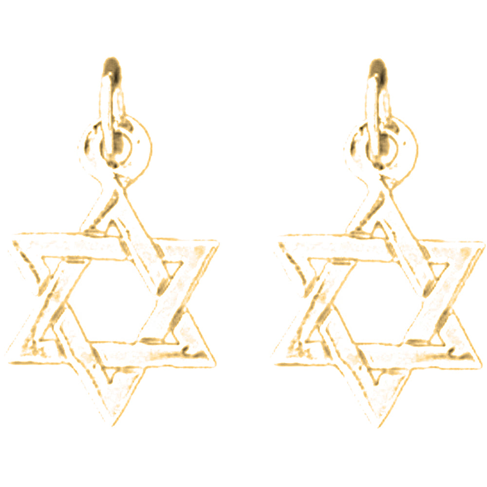 Yellow Gold-plated Silver 18mm Star of David Earrings