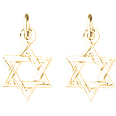 Yellow Gold-plated Silver 18mm Star of David Earrings