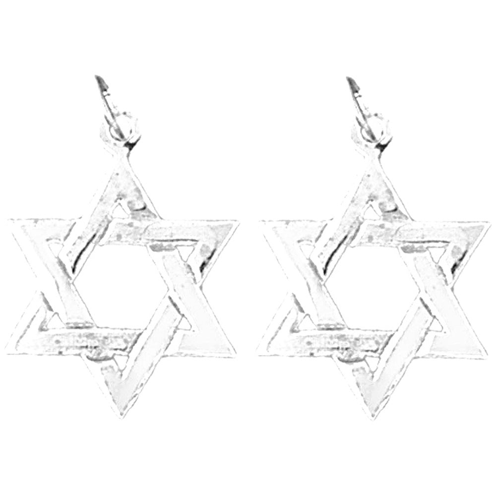 Sterling Silver 16mm Star of David Earrings