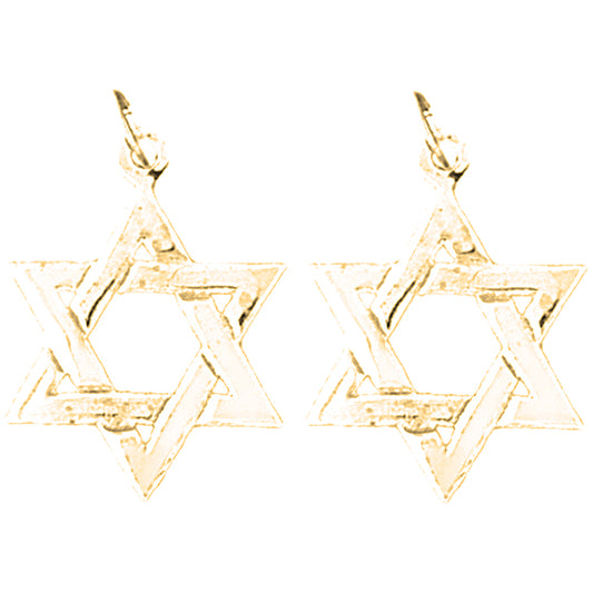 Yellow Gold-plated Silver 16mm Star of David Earrings
