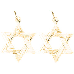 Yellow Gold-plated Silver 16mm Star of David Earrings