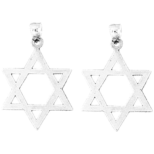 Sterling Silver 33mm Star of David Earrings