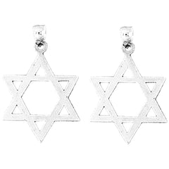 Sterling Silver 33mm Star of David Earrings