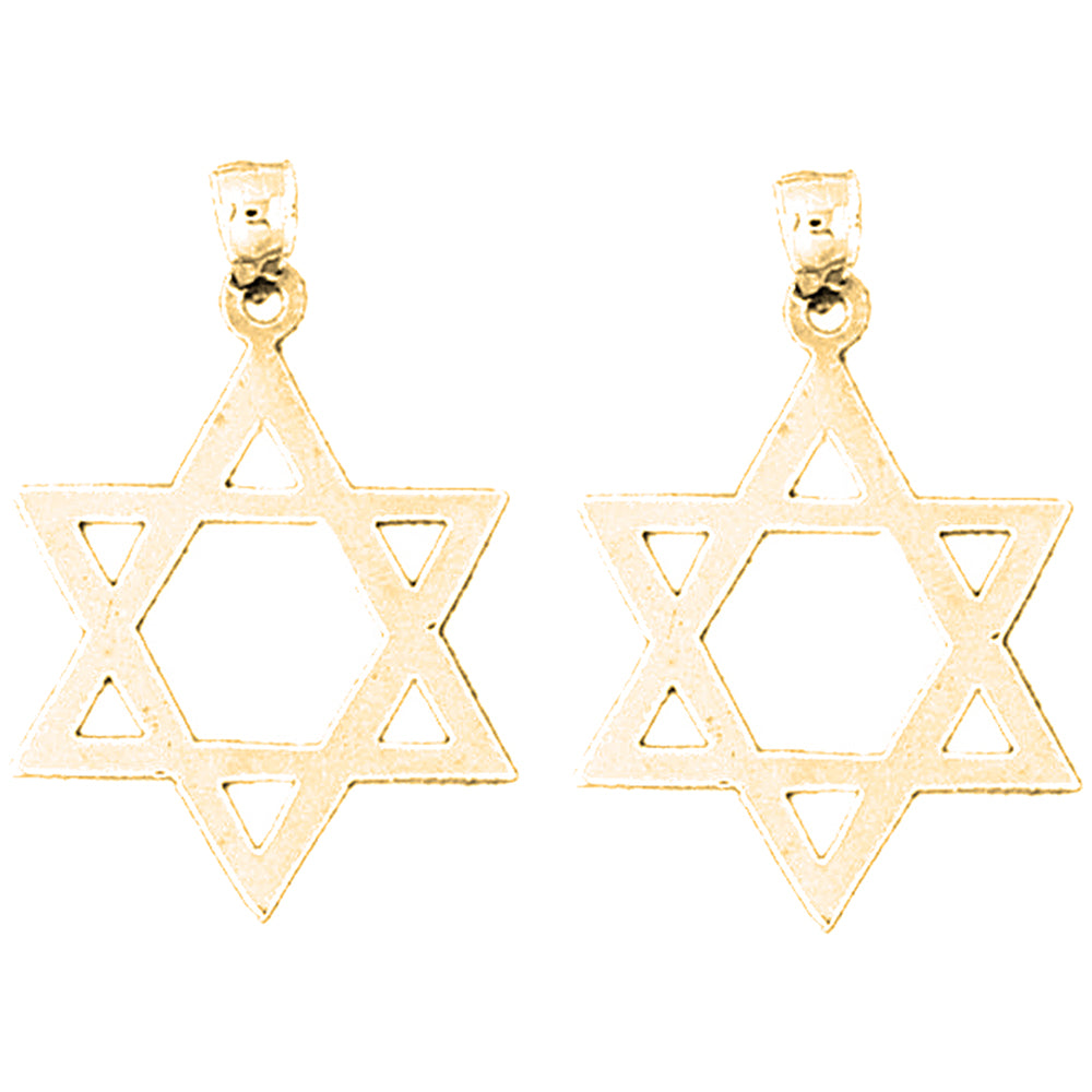 Yellow Gold-plated Silver 33mm Star of David Earrings