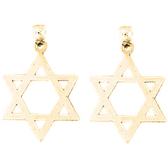 Yellow Gold-plated Silver 33mm Star of David Earrings