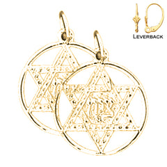 Sterling Silver 22mm Star of David Earrings (White or Yellow Gold Plated)