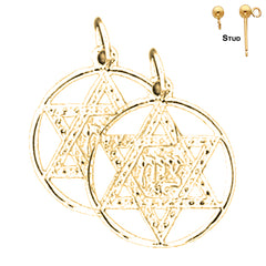 Sterling Silver 22mm Star of David Earrings (White or Yellow Gold Plated)