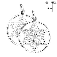 Sterling Silver 22mm Star of David Earrings (White or Yellow Gold Plated)