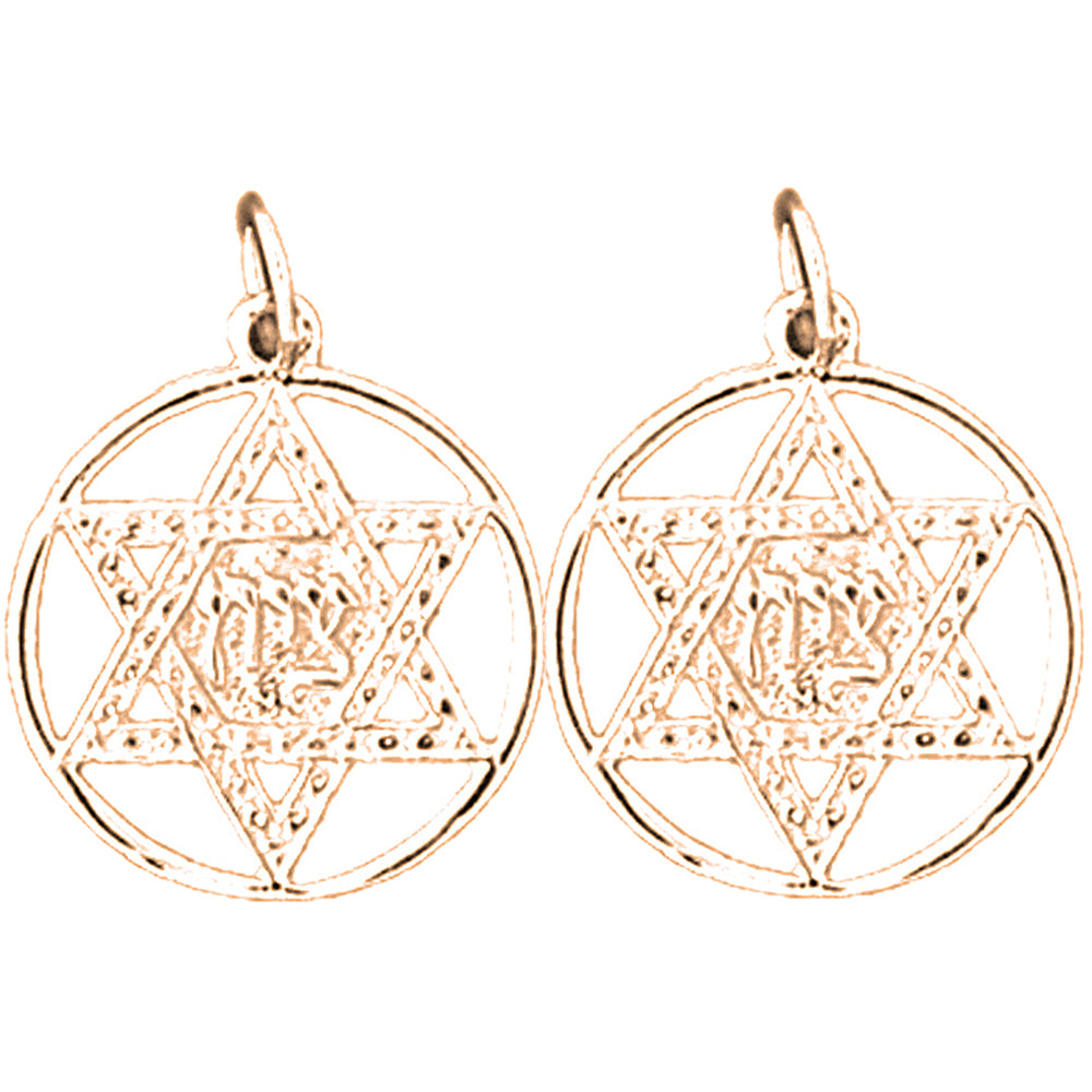 14K or 18K Gold 22mm Star of David Earrings