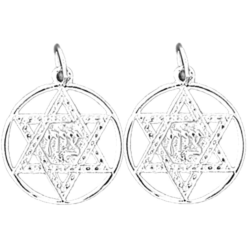 Sterling Silver 22mm Star of David Earrings