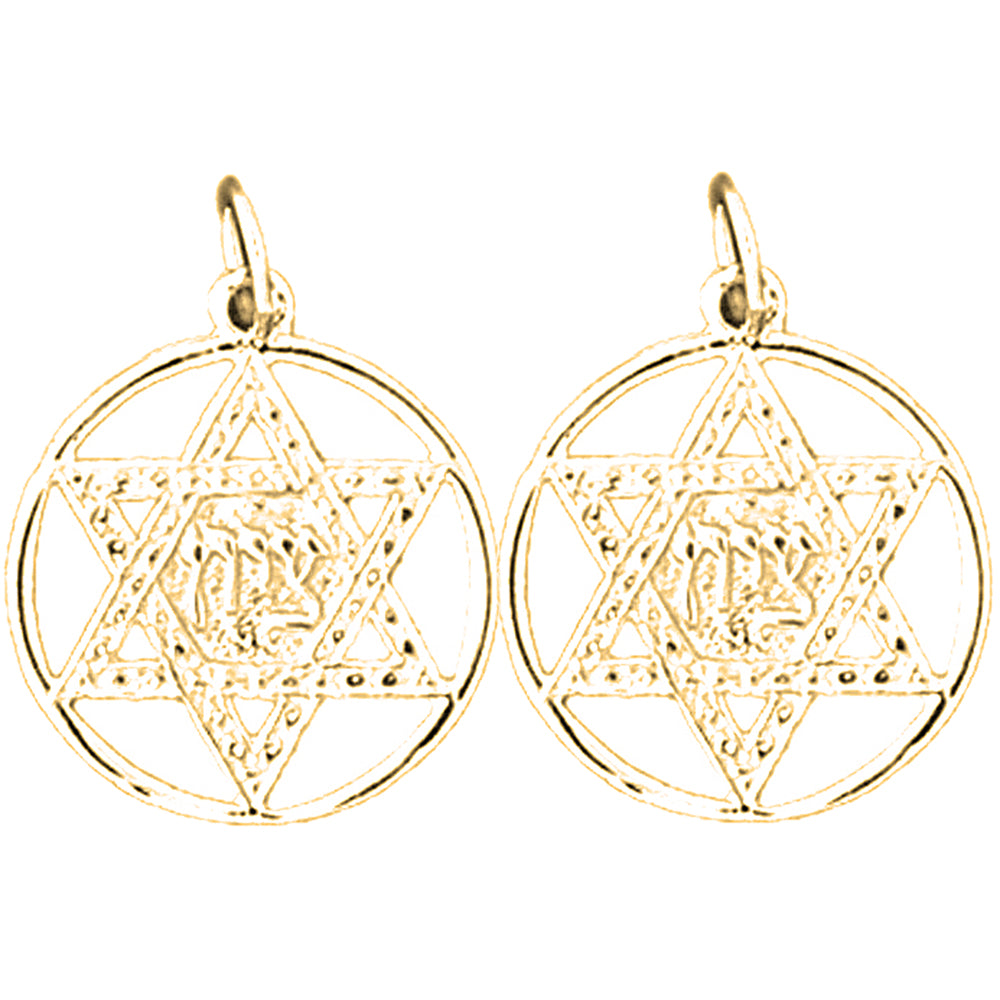 Yellow Gold-plated Silver 22mm Star of David Earrings