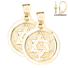 Sterling Silver 23mm Star of David Earrings (White or Yellow Gold Plated)