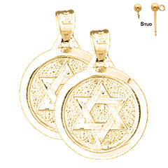 Sterling Silver 23mm Star of David Earrings (White or Yellow Gold Plated)