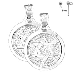 Sterling Silver 23mm Star of David Earrings (White or Yellow Gold Plated)