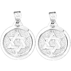 Sterling Silver 23mm Star of David Earrings