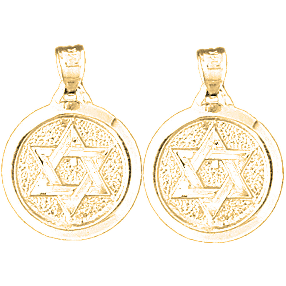 Yellow Gold-plated Silver 23mm Star of David Earrings