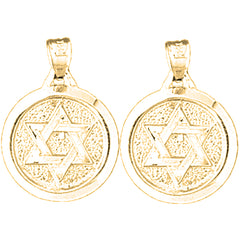 Yellow Gold-plated Silver 23mm Star of David Earrings