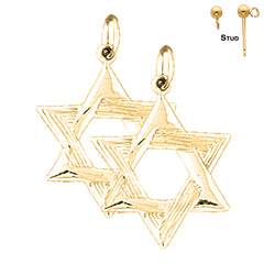 Sterling Silver 26mm Star of David Earrings (White or Yellow Gold Plated)