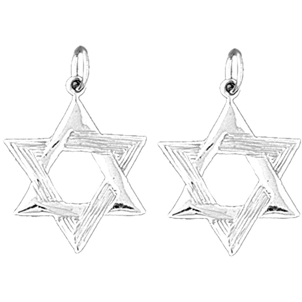 Sterling Silver 26mm Star of David Earrings