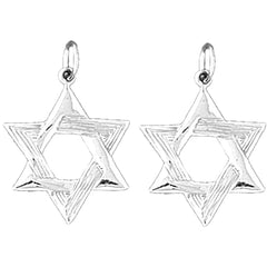 Sterling Silver 26mm Star of David Earrings