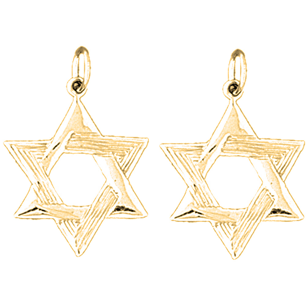 Yellow Gold-plated Silver 26mm Star of David Earrings