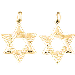 Yellow Gold-plated Silver 26mm Star of David Earrings