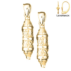 Sterling Silver 29mm Torah Scroll Earrings (White or Yellow Gold Plated)