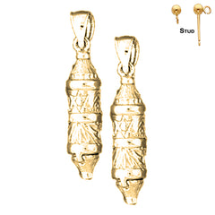 Sterling Silver 29mm Torah Scroll Earrings (White or Yellow Gold Plated)