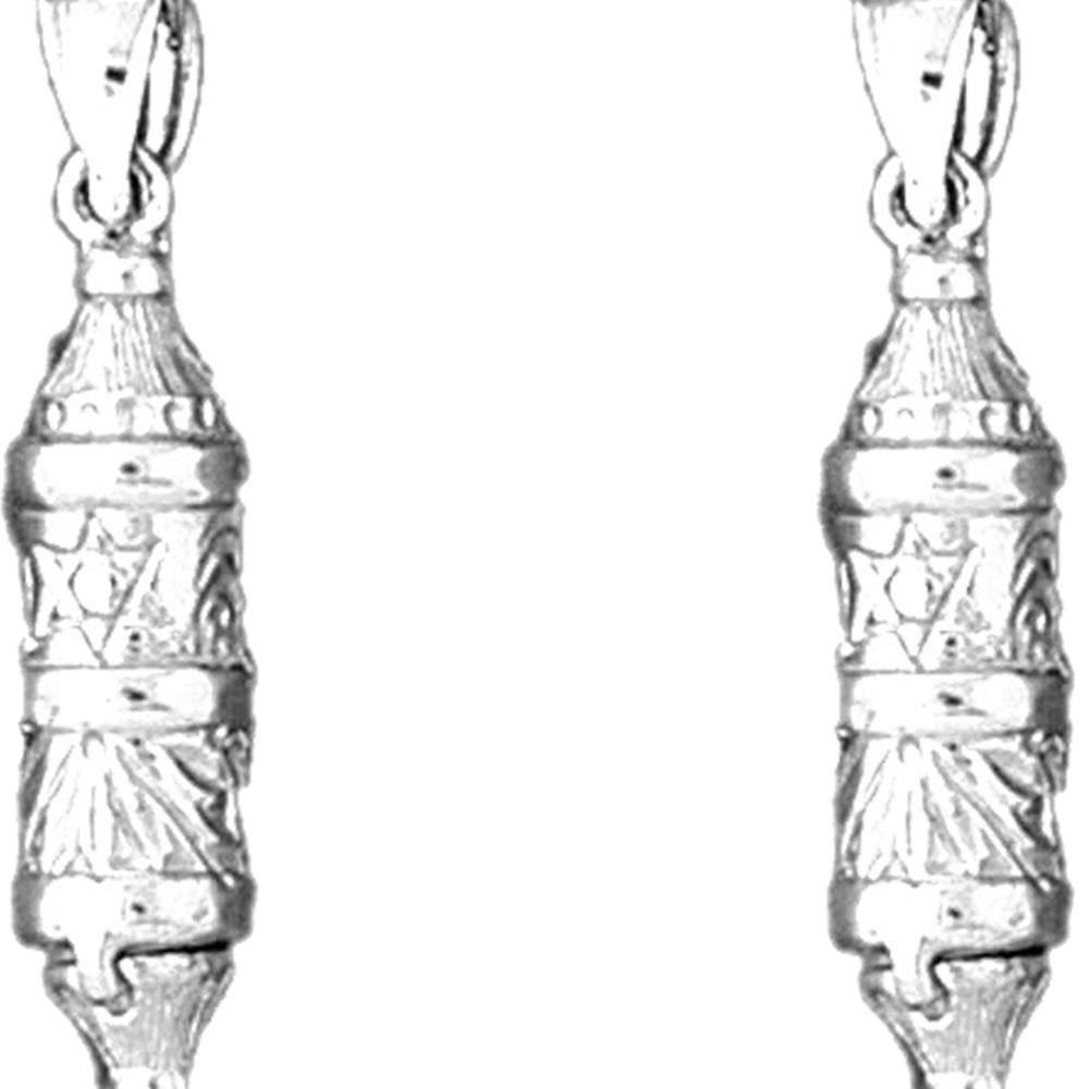 14K or 18K Gold 29mm Torah Scroll Earrings