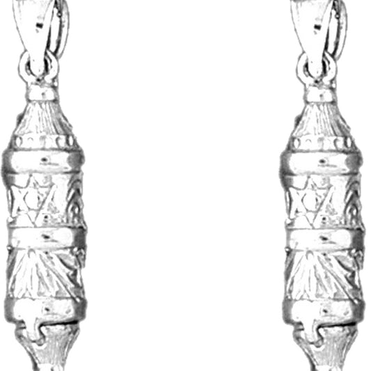 Sterling Silver 29mm Torah Scroll Earrings