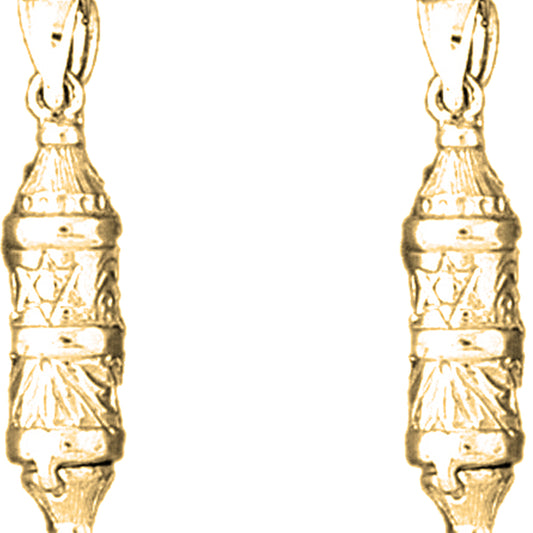 14K or 18K Gold 29mm Torah Scroll Earrings