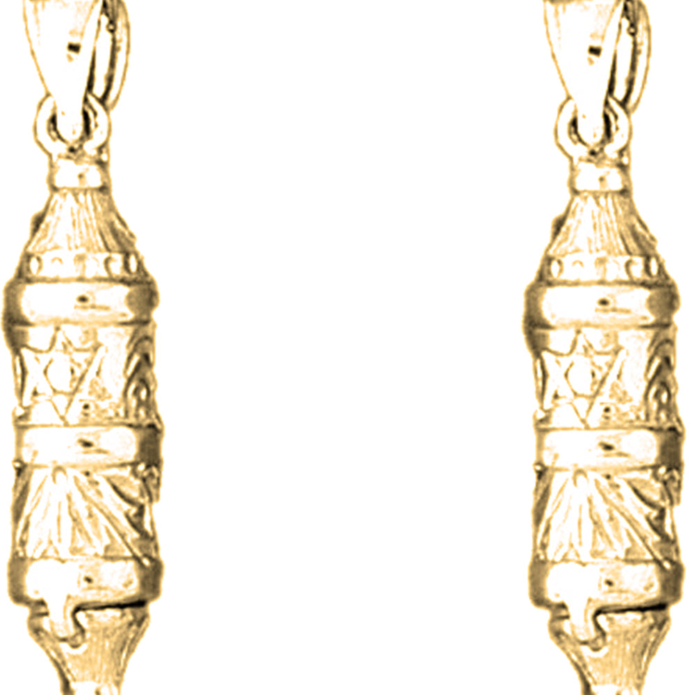 Yellow Gold-plated Silver 29mm Torah Scroll Earrings