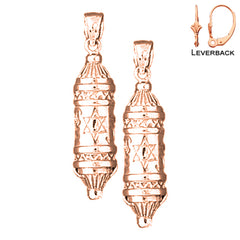 14K or 18K Gold Torah Scroll Earrings