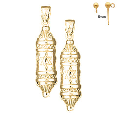 14K or 18K Gold Torah Scroll Earrings