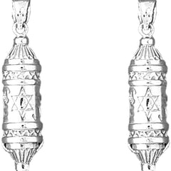 Sterling Silver 34mm Torah Scroll Earrings