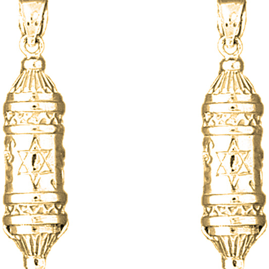 Yellow Gold-plated Silver 34mm Torah Scroll Earrings