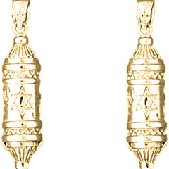 Yellow Gold-plated Silver 34mm Torah Scroll Earrings