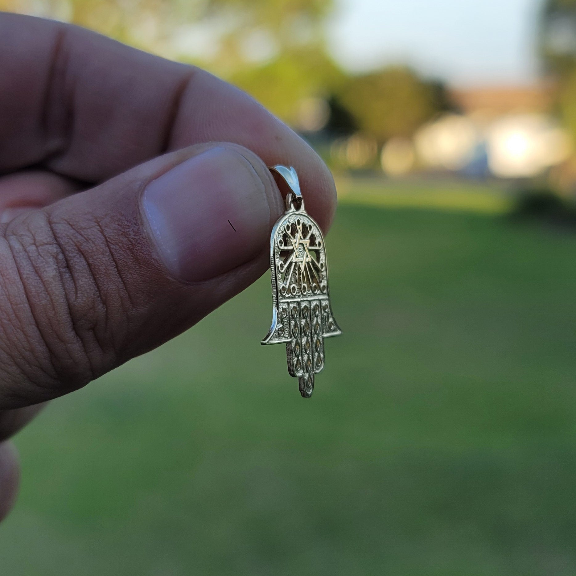 14K or 18K Gold Hamsa & Star of David Pendant