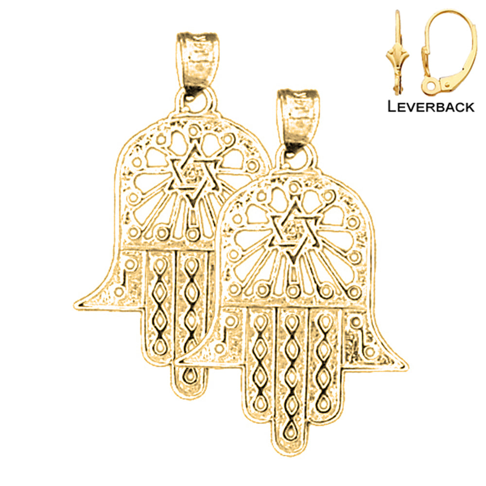 14K oder 18K Gold Hamsa &amp; Davidstern Ohrringe