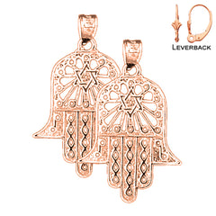 14K or 18K Gold Hamsa & Star of David Earrings