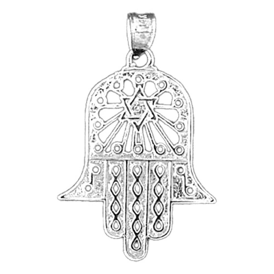 14K or 18K Gold Hamsa & Star of David Pendant