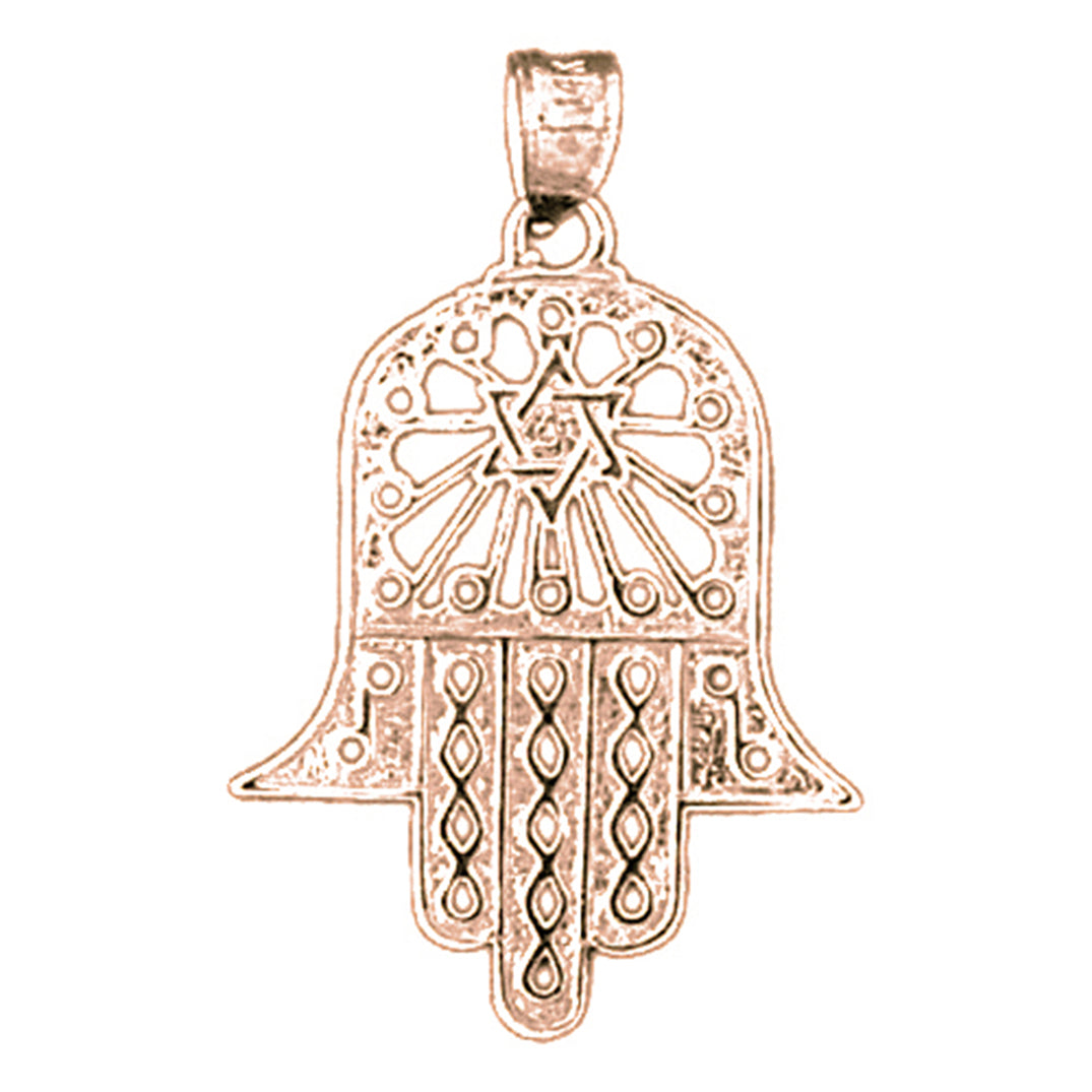 14K or 18K Gold Hamsa & Star of David Pendant