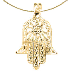 14K or 18K Gold Hamsa & Star of David Pendant