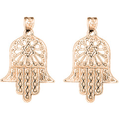 14K or 18K Gold 30mm Hamsa & Star of David Earrings