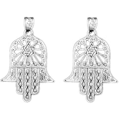 Sterling Silver 30mm Hamsa & Star of David Earrings