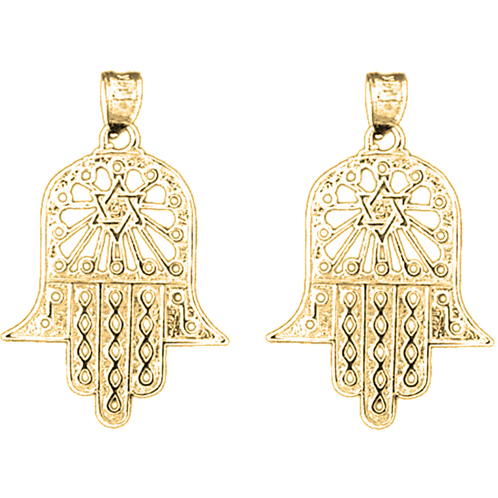 14K or 18K Gold 30mm Hamsa & Star of David Earrings