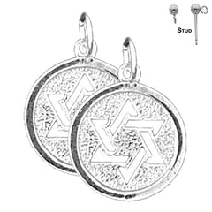 Sterling Silver 21mm Star of David Earrings (White or Yellow Gold Plated)