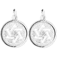 Sterling Silver 21mm Star of David Earrings