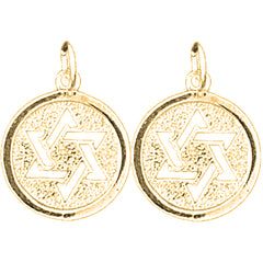 Yellow Gold-plated Silver 21mm Star of David Earrings