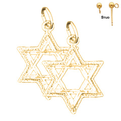 Sterling Silver 22mm Star of David Earrings (White or Yellow Gold Plated)